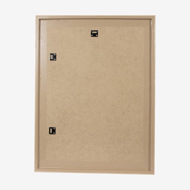 The back of a made-to-order frame, showing the fitted hanging plates