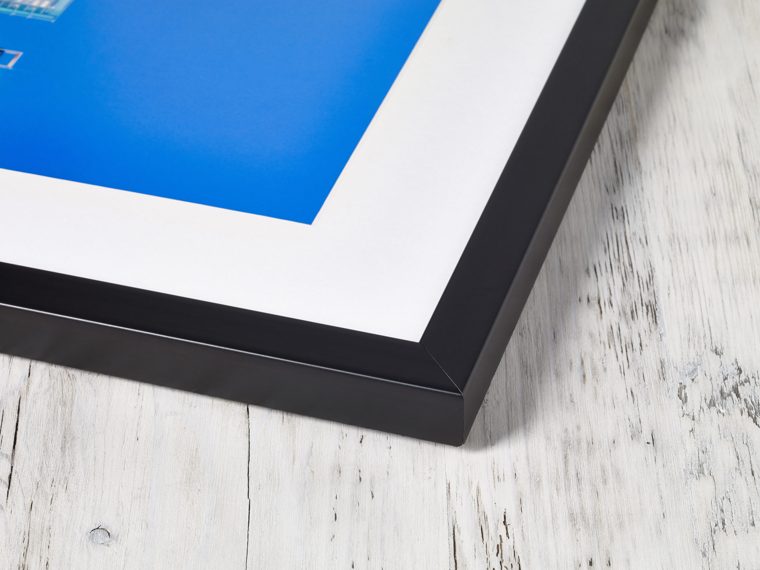 Close-up of a solid wood frame corner